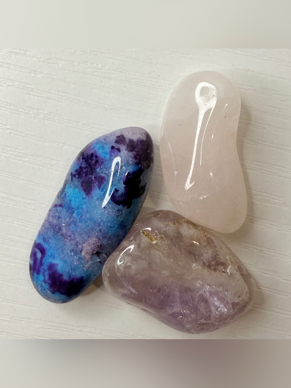 Rose Quartz Amethyst & Blue Jasper Crystal Trio